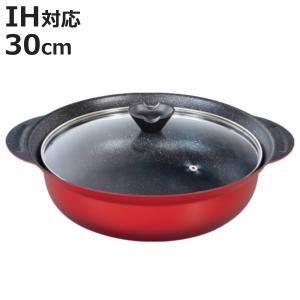パール金属 仕切り鍋 28cm IH対応 ふっ素加工 ガラス蓋付き 韓味家