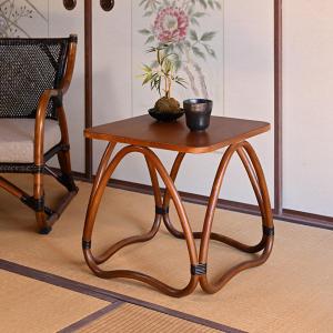 今枝商店 ラタンテーブル 円型 ガラス天板 直径45cm （ サイドテーブル