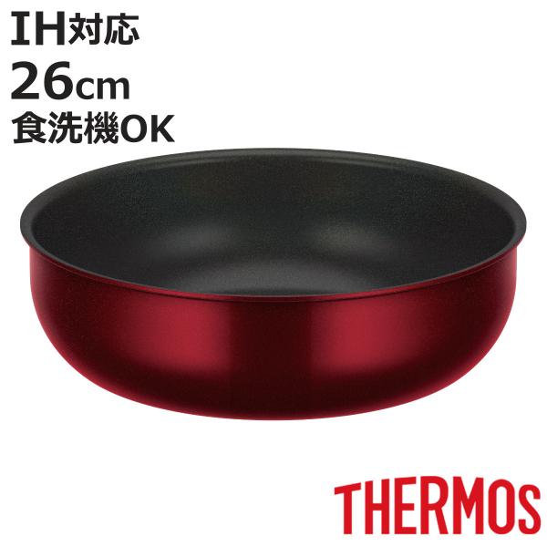 サーモス 取っ手のとれる炒め鍋 26cm IH対応 デュラブルシリーズ 着脱ハンドル式 （ ガス火対...