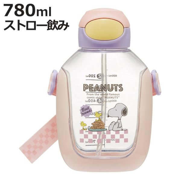 水筒 780ml ワンプッシュストローボトル スヌーピー 80sカフェ （ SNOOPY ストローボ...