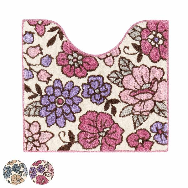 トイレマット シャーロット 約55×60cm （ トイレ マット 足元マット 洗える 花柄 ）