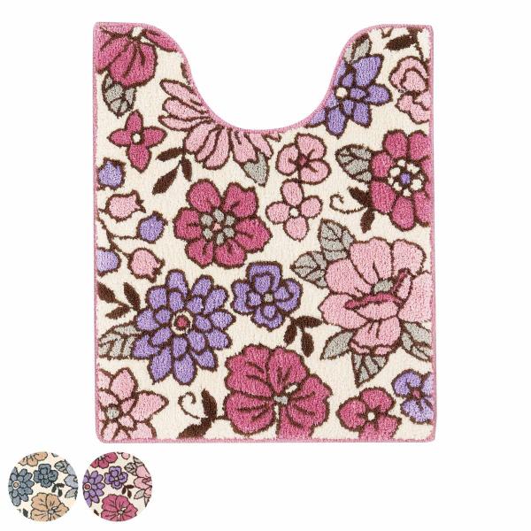 トイレマット シャーロット 約75×60cm （ トイレ マット 足元マット ロング 洗える 花柄 ...