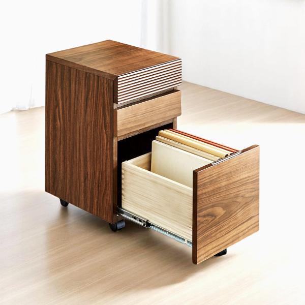 デスクワゴン 3段 キャスター付き 幅30cm 天然木 （ ワゴン サイドワゴン 引き出し 収納 デ...
