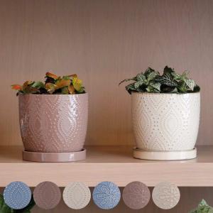 おしゃれな植木鉢 陶器鉢 アスティア トール 4号 受け皿付き : 植木鉢