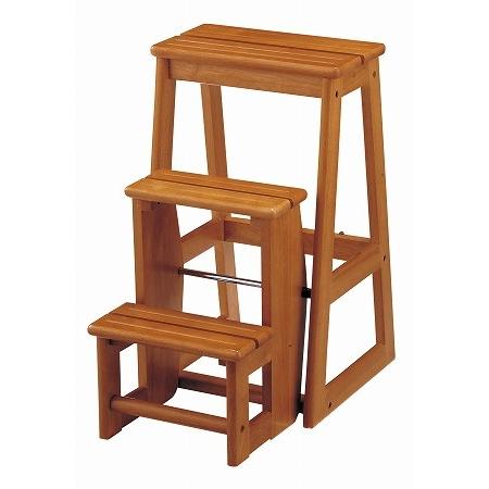 ステップチェア　3段　木目　ブラウン（ 踏み台 踏台 脚立 椅子 イス 木製 チェア ）