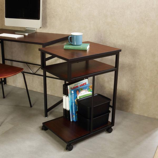 サイドワゴン デスクワゴン ストーク 幅40cm ダークブラウン （ キャスター付き デスク横 ワゴ...