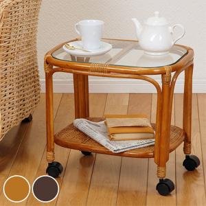 今枝商店 ラタンテーブル 円形 ガラス天板 棚付 籐家具 直径60cm