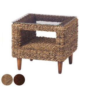 今枝商店 ラタンテーブル 円型 ガラス天板 直径45cm （ サイドテーブル