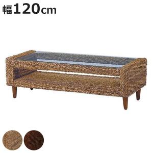 ローテーブル 幅100cm ガラス天板 アバカ素材 完成品 グランツ