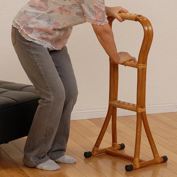 てすり 立ち上がり 補助 立ち上がりステッキ ラタン製 高さ80cm （ 手すり 補助手すり 籐 ス...