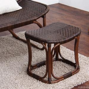 美品　ラタン製 丸型スツール 2個セット ラタンスツール 円形 籐家具 高さ41cm : お弁当グッズのカラフル