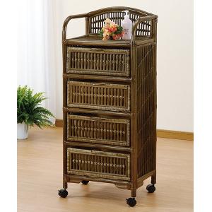 ランドリーチェスト 4段 ラタン製 キャスター付 幅60cm : お弁当グッズ