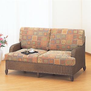 今枝商店 籐 ラブソファ 2人掛け クッション付 幅108cm （ 家具