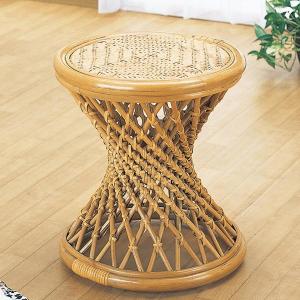 東谷 籐 ラウンドスツール 座面高40cm 鼓型 天然木 （ スツール 籐家具