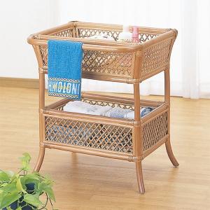 籐ランドリーラック/2段ランドリーかご/ラタン洗濯籠/脱衣カゴ