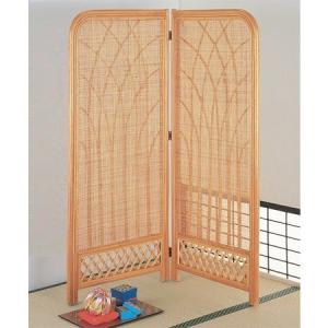 衝立 2連 ラタン 間仕切り ロータイプ 籐家具 高さ101cm : お弁当