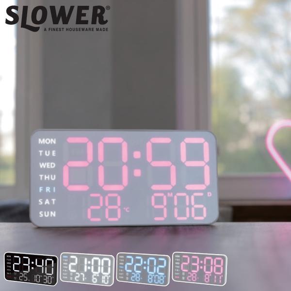 置き時計 LED デジタル時計 温度計付き 置き掛け兼用 SLOWER シエロ （ 温度計 カレンダ...