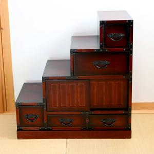 クロシオ 階段箪笥 民芸調 桐製 和タンス 左下がり 幅67cm （ 和風
