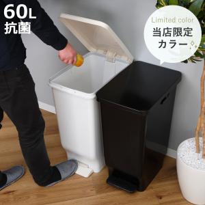 （当店オリジナルカラー）ゴミ箱 60L ふた付き セパ 抗菌 分別 スリム ペダルペール （ 当店限定カラー ブラック ごみ箱 60リットル 幅 32.5cm ペダル式 ）