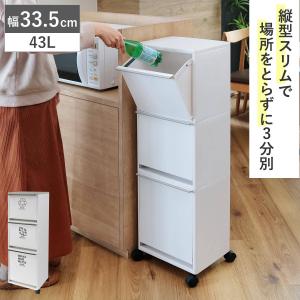 ゴミ箱 43L 3段 資源ゴミ 分別ワゴン ワイ...の商品画像