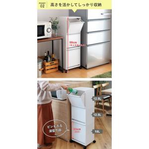ゴミ箱 43L 3段 資源ゴミ 分別ワゴン ワ...の詳細画像3