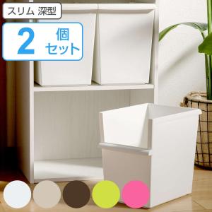 収納ボックス スリム深型 カラーボックス インナーボックス 収納 同色2個セット 日本製 （ 幅19×奥行26.8×高さ26cm 収納ケース プラスチック 小物収納 ）｜colorfulbox