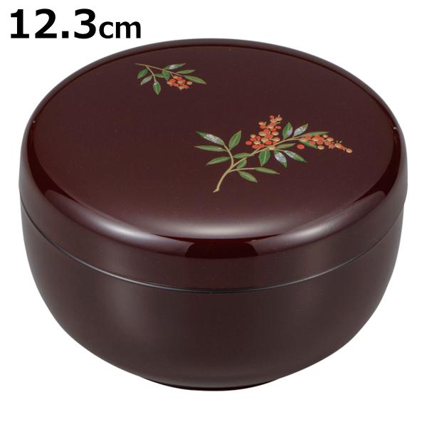夏目 12cm 南天 （ 蓋付き 菓子器 お菓子入れ プラスチック 茶器 入れ物 日本製 漆器風 ）