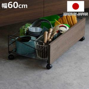 玄関収納 シューズボックス下 ワゴン 収納庫幅60cm 日本製 （ 収納ラック 靴 収納 シューズラック キャスター付き 木製 アイアン おしゃれ ）