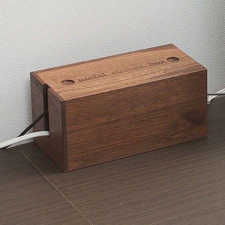 桐ケーブルボックス ミニ ブラウン色 タップボックス 電源 テーブルタップ （ ）