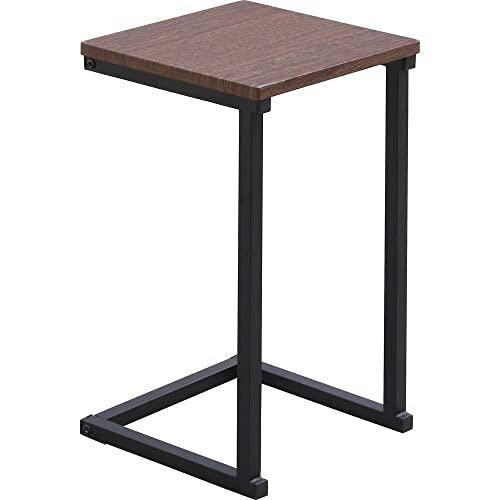 アイリスオーヤマ テーブル サイドテーブル コの字型デザイン 木目調 ブラウンオーク/ブラック 幅約...