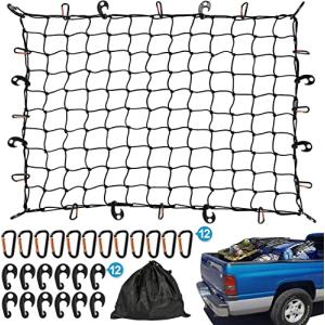 Kohree カーゴネット 90*120cm 車用 ラゲッジネット ルーフネット 天井 ルーフキャリア ツーリングネット 荷物落下防止 ゴム 伸縮性 トランク 荷台用 Dリング｜colorfulmarket