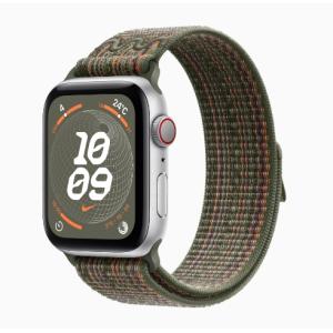 「新品・Cellular」Apple Watch SE (GPS + Cellularモデル) - 44mm SilverシルバーアルミニウムケースMRWY3J/A + セコイア/オレンジNikeスポーツループ