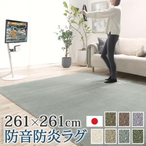 ラグカーペット 正方形 防音防炎ラグ-エイヴァ 261x261cm リビング 高級感 おしゃれ 北欧 無地調 ホットカーペット対応 防音 日本製 カットオーダー｜colors-ec