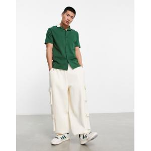 エイソス ポロシャツ メンズ ASOS DESIGN polo in waffle with contrast trims in dark green エイソス ASOS グリーン 緑