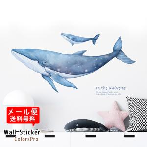 ウォールステッカー くじら 鯨 海 海中 泳ぐ 夏 はがせる 壁飾り カフェ インテリアシール メール便｜colors-pro