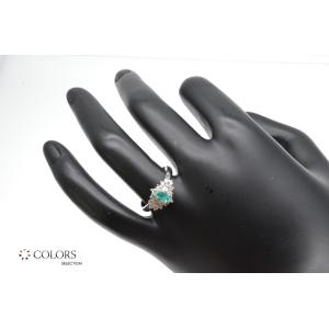 メキシコ オパール リング プラチナ ダイヤモンド 指輪 PT900 鑑定書