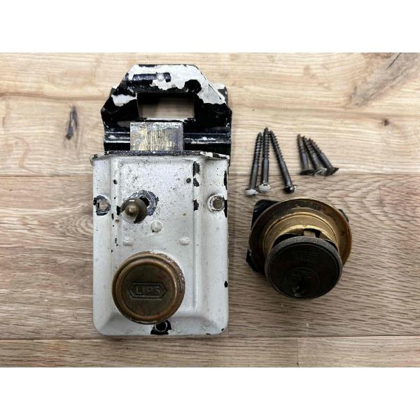 ヴィンテージ　アンティーク　DIY　パーツ　LIPS　chubb safer　ドア　玄関　扉　（P1...