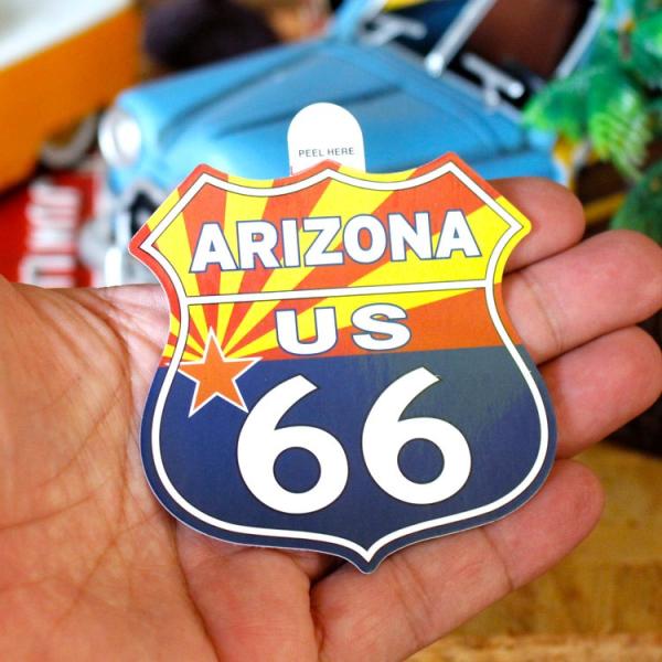 ステッカー アメリカン スーツケース ルート66 シールドステッカー ARIZONA US66 アリ...