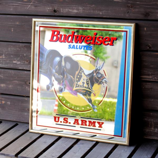 パブサインミラー Budweiser U.S.ARMY 59.5×54.5×2cm アメリカ直輸入U...