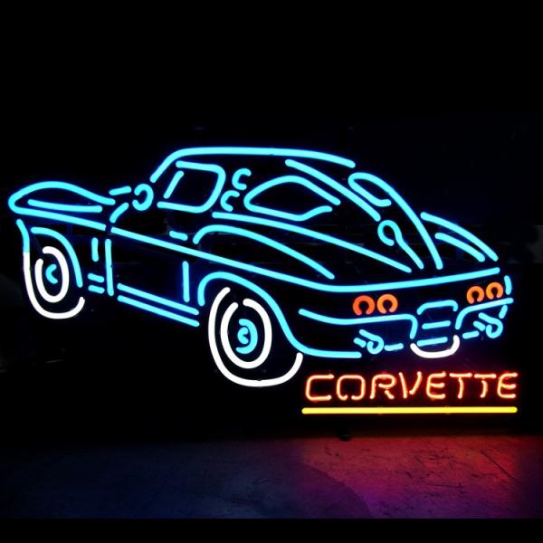 アメリカンネオンサイン ＜CORVETTE コルベット＞サイズ：36×72cm ネオン管 ガレージン...