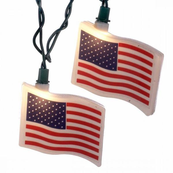 パーティライト 『USAフラッグ』10球セット 全長375cm フラッグ高さ5×7.7cm プラスチ...