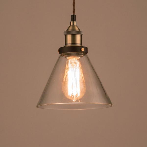 照明器具 ペンダントライト 吊り下げ おしゃれ エジソン電球付きランプ  ガラスシェード 円錐タイプ...
