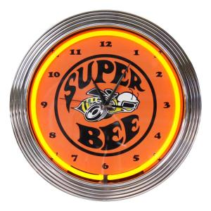 壁掛け 時計 ネオンクロック SUPER BEE スーパー・ビー オレンジネオン 直径38cm アメ車 ガレージ ネオン管 アメリ｜colour