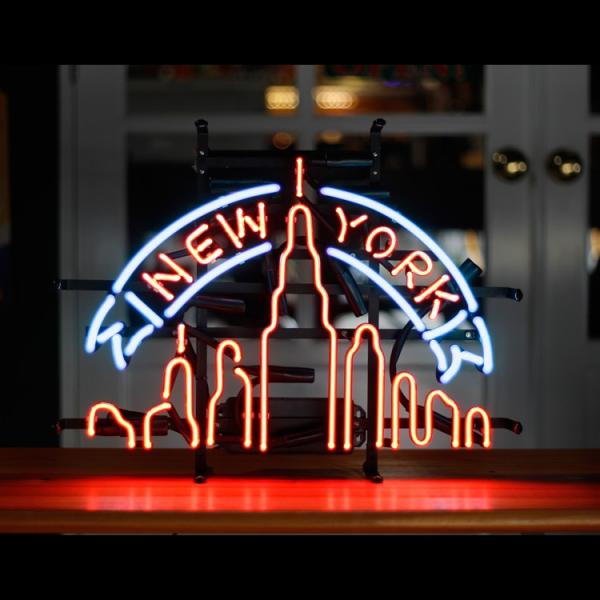 アメリカンネオンサイン NEW YORK ニューヨーク摩天楼 高さ40×幅52cm バー ガレージ ...