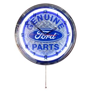 壁掛け 時計 ネオンクロック フォード クロームボディ 直径39cm FORD ネオン管 インテリア アメリカ雑貨