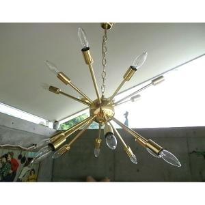 天井照明 SPUTNIK LAMP スプートニクランプ 16バルブ 真鍮色（シャンデリア電球16球付...