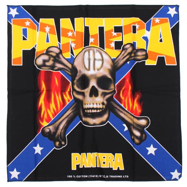 バンダナ ドクロ 大判 ロックバンダナ PANTERA パンテラ 50×50cm ヘヴィメタル バン...