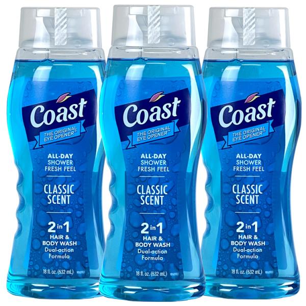 洗うほどに爽やかボディソープ「COAST コースト」ヘアー＆ボディウォッシュ 532ml 3本セット...