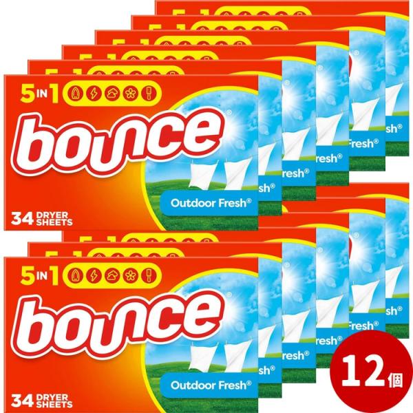 柔軟 Bounce バウンス シート柔軟剤 アウトドアフレッシュの香り 34枚入り 12個セット 乾...
