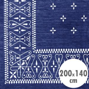 バンダナラグ　「Cross」 ネイビー　200×140cm 　／ラグマット／